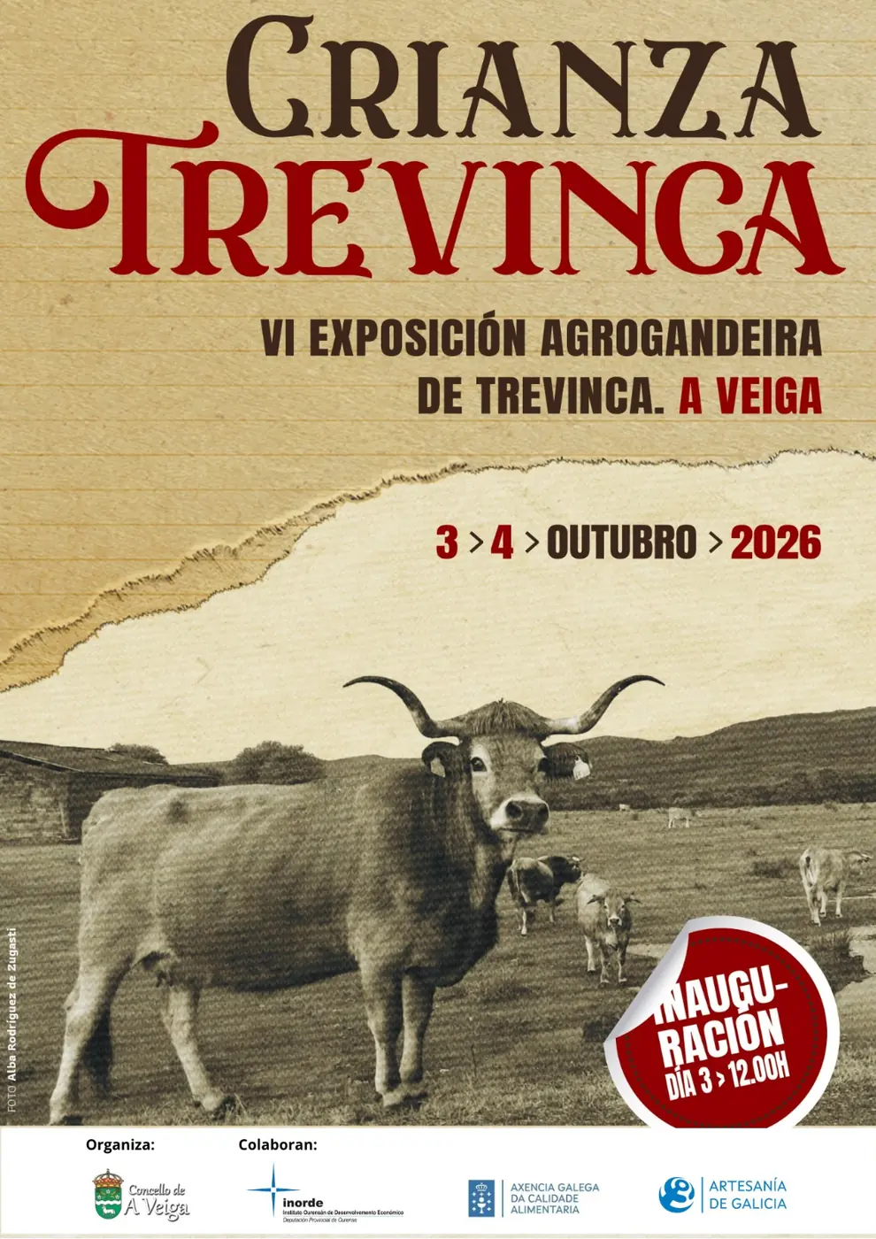 Cartel da VI Exposición Agrogandeira Crianza Trevinca, 3 e 4 de outubro de 2026 na Veiga