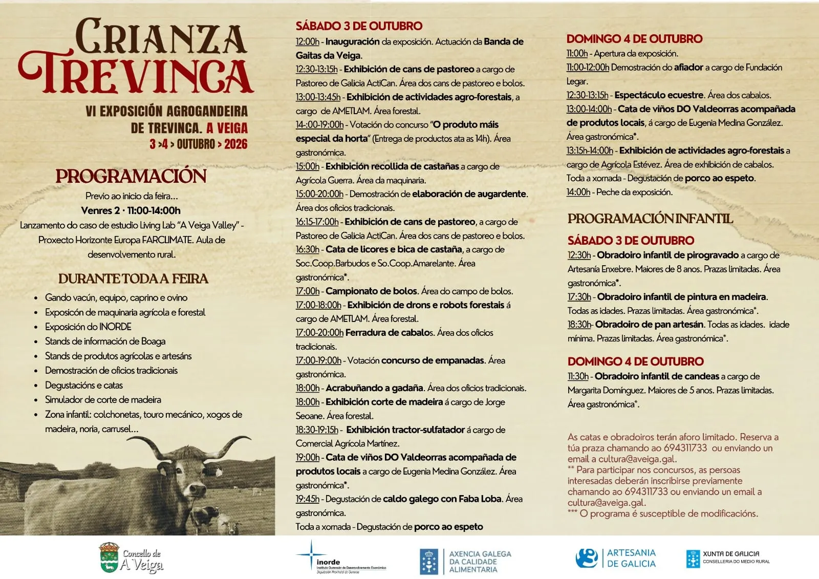 Cartel coa programación da VI Exposición Agrogandeira Crianza Trevinca